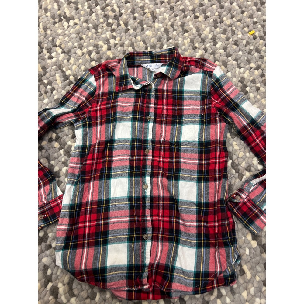 Old Navy Classic Shirt Mens Small Red Plaid‎ Flannel Button Down Long Sleeve